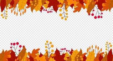 Hintergrund mit Blättern und Beeren im Herbst. Hallo Herbst nahtloses Banner mit orangefarbenen und roten Blättern. Vektor-Illustration vektor