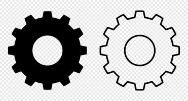 Zahnradsymbole. schwarze Zahnradsymbole. Zahnradeinstellung Vektor-Icon-Set. isolierter schwarzer zahnradmechanismus und zahnrad. Vektor-Illustration vektor