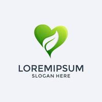 kärlek och löv logotyp design vektor