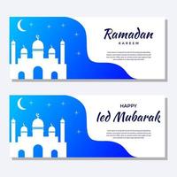 ramadan kareem und ied mubarak bannerdesign vektor