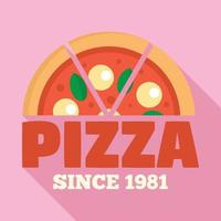 Pizza seit 1981 Logo, flacher Stil vektor