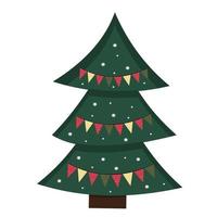 jul träd. ny år träd med härolder, ljus Glödlampa. vektor