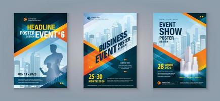 Business-Flyer-Poster-Design-Set. Layout-Vorlage, Cover-Booklet, abstraktes rotes und blaues geometrisches Dreieck vektor