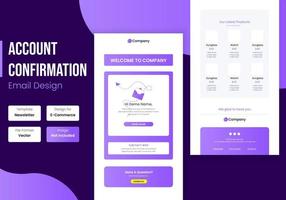 hemsida konto Bekräftelse e-post mall design vektor
