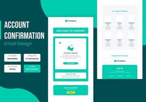 Design der E-Mail-Vorlage zur Bestätigung des Website-Kontos vektor