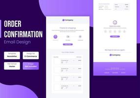 e-handel beställa Bekräftelse e-post mall design vektor