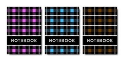 satz von cover notebook-vorlagen mit tartan-muster vektor