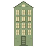 grön flera våningar byggnad med fönster. hus design. bostads- byggnad illustration vektor