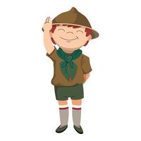 Salute Scout Boy-Symbol, Cartoon-Stil vektor