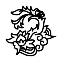 skizzieren Sie hübsche Blumenverzierungs-Skizzendesign. hand gezeichnete schwarze umrissblumenverzierung. Verzierungsillustration. einfache Cartoon-Doodle-Stil-Ornament-Skizze vektor