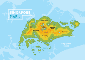 Singapur Karte Vector Illustration