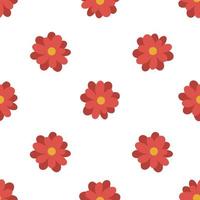 vektor mönster med röd abstrakt blommor. mönster med tecknad serie röd blommor.