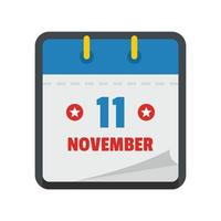 Kalender 11. November Symbol, flacher Stil vektor