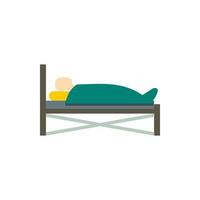 Patient im Bett-Symbol, flacher Stil vektor