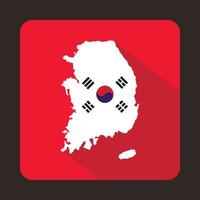 Karta av söder korea ikon, platt stil vektor