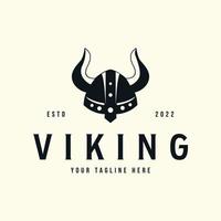 hjälm viking årgång stil logotyp vektor mall illustration design