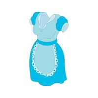 blaues Kleid und weiße Schürze-Symbol, Cartoon-Stil vektor