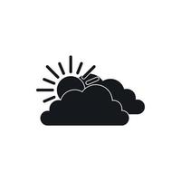 Sol och moln ikon, enkel stil vektor