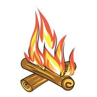 Holz-Lagerfeuer-Symbol, Cartoon-Stil vektor