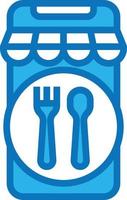 Anwendung Mobile Restaurant Essenslieferung - blaues Symbol vektor