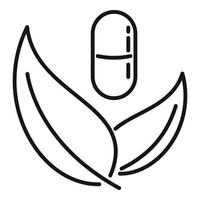 Kapsel-Öko-Blatt-Symbol, Umrissstil vektor