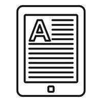 Bibliothek Tablet-Reader-Symbol, Outline-Stil vektor