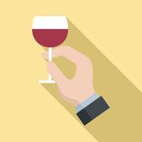 Sommelier-Glas in der Hand-Ikone, flacher Stil vektor