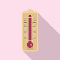 Sauna-Holzthermometer-Symbol, flacher Stil vektor