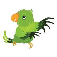 Grünes Papagei-Symbol, Cartoon-Stil vektor