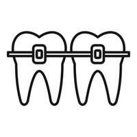 Symbol für Zahnklammern, Umrissstil vektor