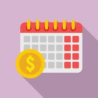 pengar remarketing kalender ikon, platt stil vektor