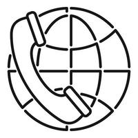 Symbol für globales Callcenter, Umrissstil vektor