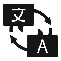 uppkopplad översättare ikon, enkel stil vektor