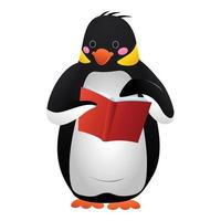 Pinguin liest Symbol, Cartoon-Stil vektor