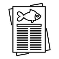 fisk papper beskrivning ikon, översikt stil vektor