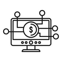 Crowdfunding-Computersymbol, Umrissstil vektor