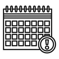 Deadline-Kalender-Warnsymbol, Umrissstil vektor