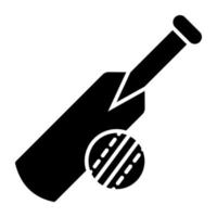Schläger mit Ball, Cricket-Ikone vektor