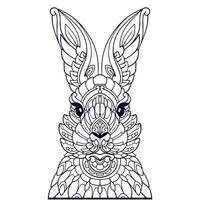 schöne Kaninchen-Mandala-Kunst isoliert auf weißem Hintergrund vektor