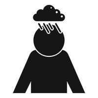 Stress-Kopf-Regen-Symbol, einfacher Stil vektor