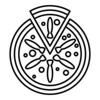 Fisch-Tomaten-Pizza-Symbol, Umrissstil vektor