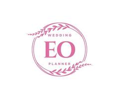 eo initialer brev bröllop monogram logotyper samling, hand dragen modern minimalistisk och blommig mallar för inbjudan kort, spara de datum, elegant identitet för restaurang, boutique, Kafé i vektor