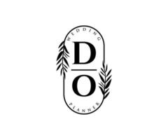 do initialer brev bröllop monogram logotyper samling, hand dragen modern minimalistisk och blommig mallar för inbjudan kort, spara de datum, elegant identitet för restaurang, boutique, Kafé i vektor