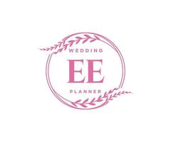 ee initialer brev bröllop monogram logotyper samling, hand dragen modern minimalistisk och blommig mallar för inbjudan kort, spara de datum, elegant identitet för restaurang, boutique, Kafé i vektor