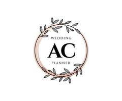 ac initialen brief hochzeit monogramm logos sammlung, handgezeichnete moderne minimalistische und florale vorlagen für einladungskarten, save the date, elegante identität für restaurant, boutique, café im vektor