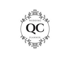 qc initialer brev bröllop monogram logotyper samling, hand dragen modern minimalistisk och blommig mallar för inbjudan kort, spara de datum, elegant identitet för restaurang, boutique, Kafé i vektor