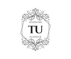 tu initialer brev bröllop monogram logotyper samling, hand dragen modern minimalistisk och blommig mallar för inbjudan kort, spara de datum, elegant identitet för restaurang, boutique, Kafé i vektor