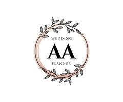 aa initialen brief hochzeitsmonogramm logos sammlung, handgezeichnete moderne minimalistische und florale vorlagen für einladungskarten, save the date, elegante identität für restaurant, boutique, café im vektor