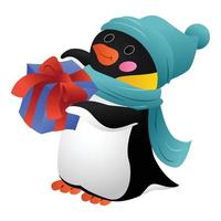 pingvin med scarf ikon, tecknad serie stil vektor