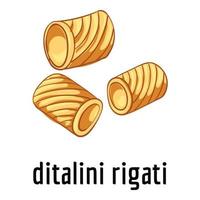 ditalini rigati ikon, tecknad serie stil vektor